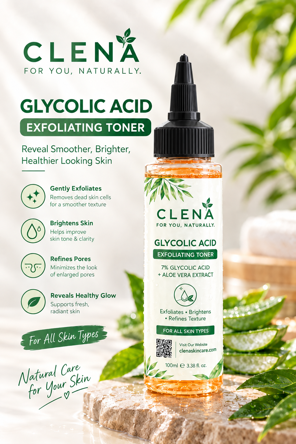 CLENÁ GLYCOLIC Acid Exfoliating Toner