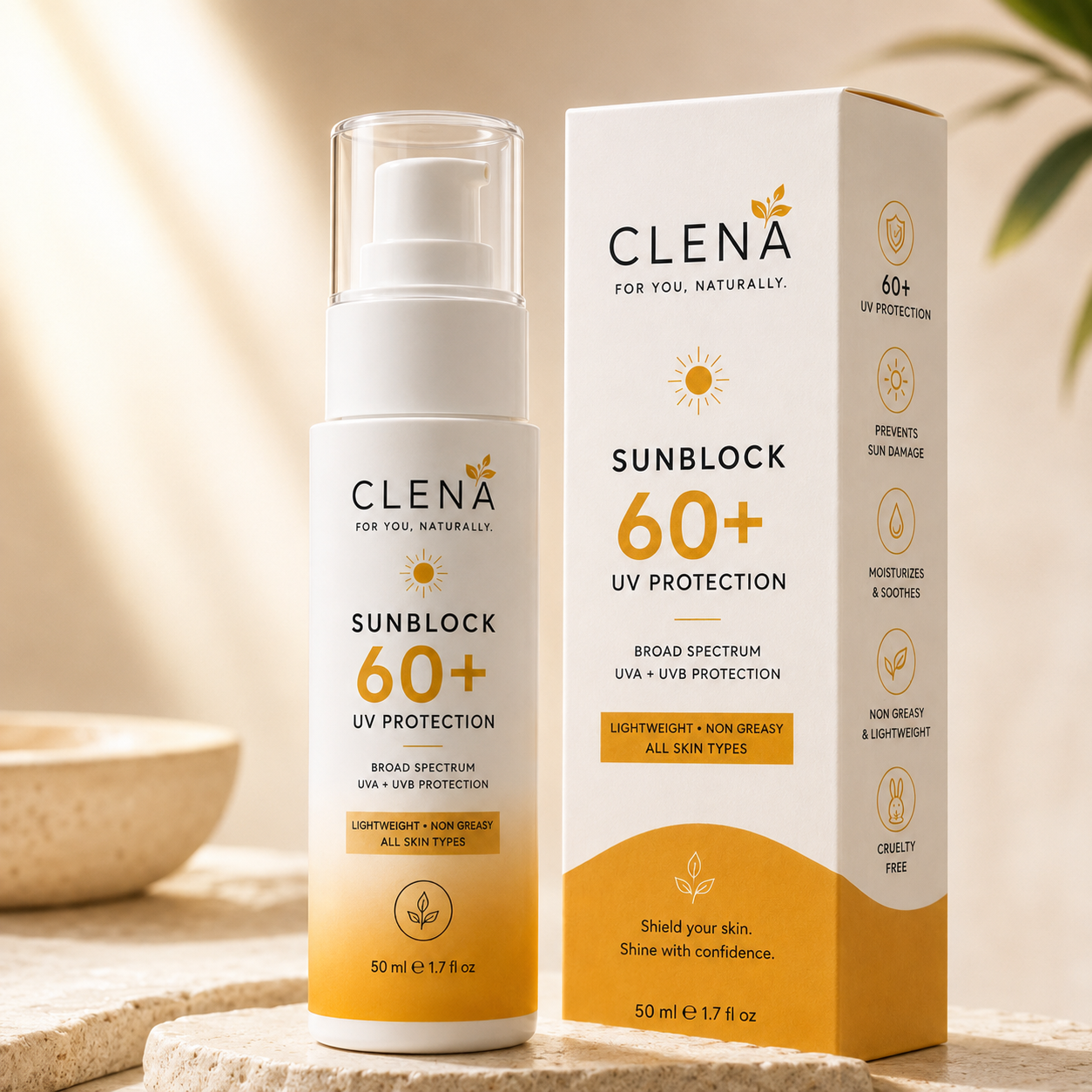 CLENÁ Sunblock 60% UV Protection