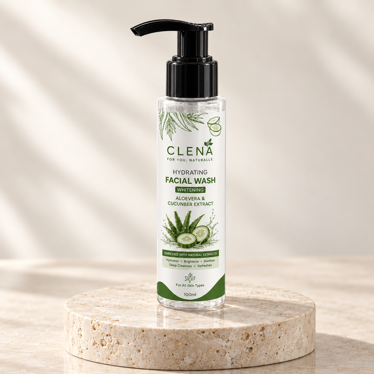 CLENÁ Hydrating & Whitening Facial Wash with Aloe Vera