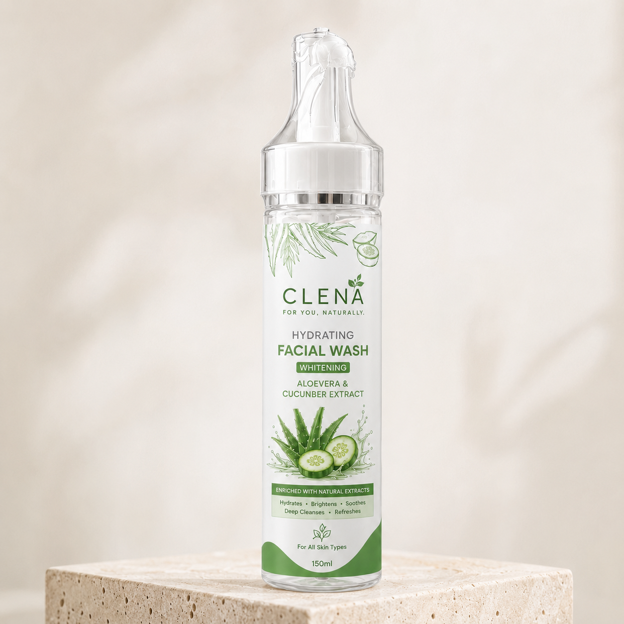 CLENÁ Hydrating & Whitening Facial Wash with Aloe Vera