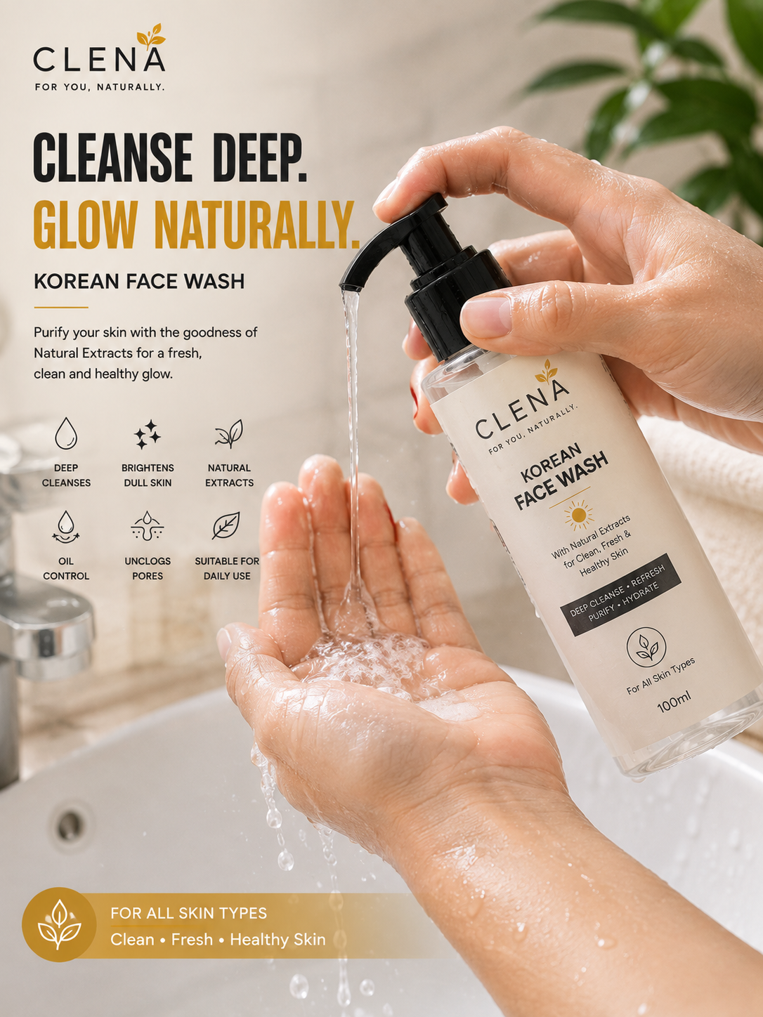 CLENÁ Deep Cleansing Korean Face-Wash Gel